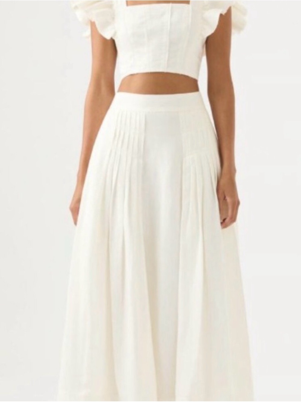 AJE Ruffle Top / Skirt Set in White